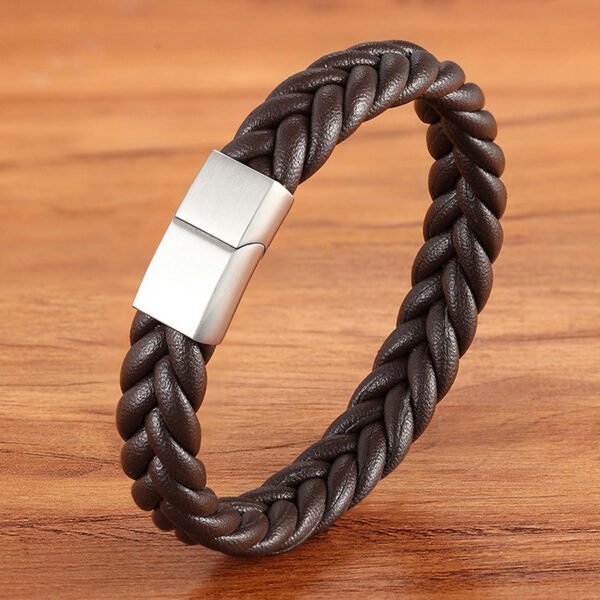 Fashionable Unisex Leather Bracelet with Stainless Steel