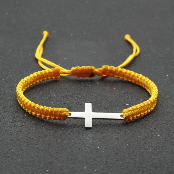 Adjustable Red Rope Bracelet with Stainless Steel Cross