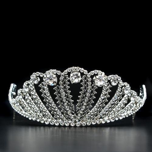 Imitation Rhodium Brass Tiaras & Hair Clip with Top Grade