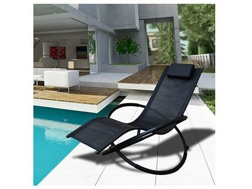 Zero Gravity Portable Foldable Rocking Chair Recliner Black