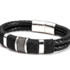 Men's Fashionable Leather Bracelet with Stainless Steel Wrap