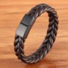 Fashionable Unisex Leather Bracelet with Stainless Steel