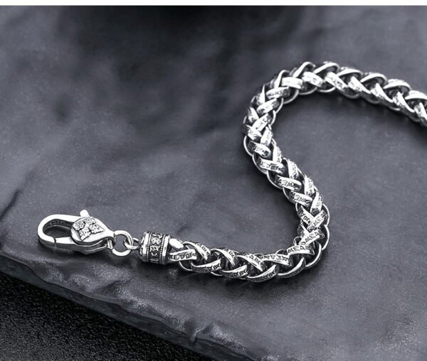 Men's Woven Sterling Silver Mantra Bracelet