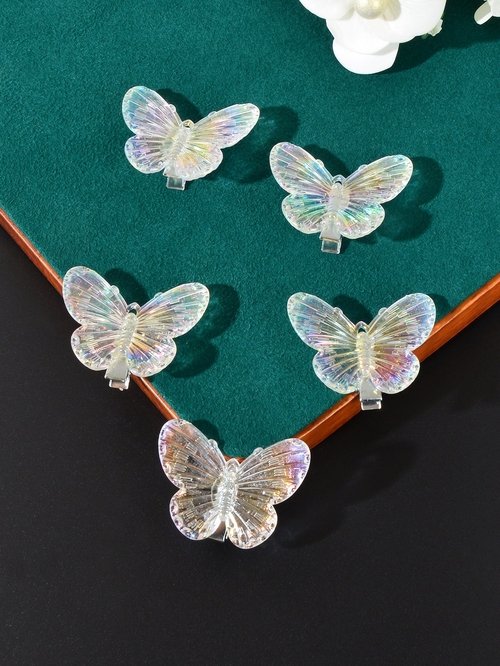 2_116235ad-383a-4981-b3a1-34fbb70b1593 5 pcs Sweet Transparent Butterfly Hairpin Hair Clips Set Hair