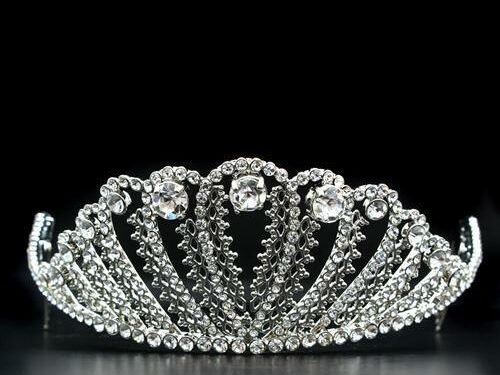 Imitation Rhodium Brass Tiaras & Hair Clip with Top Grade