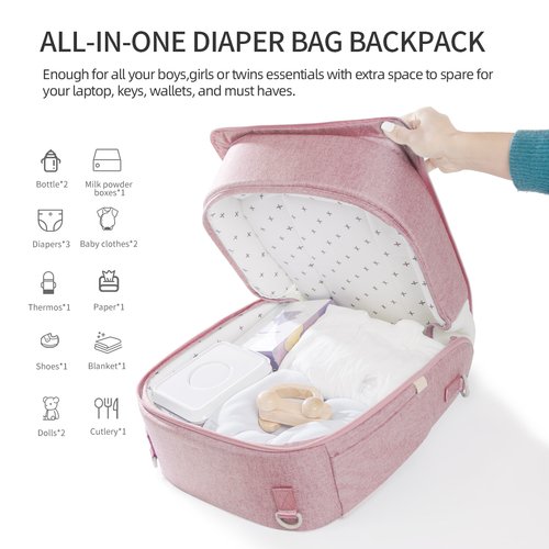 3 Portable Baby Diaper Bag Backpack with Changing Pad