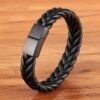 Fashionable Unisex Leather Bracelet with Stainless Steel