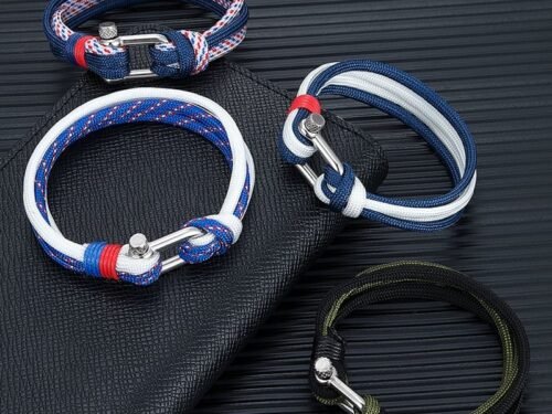 Stainless Steel Buckle Bracelet with Umbrella Rope