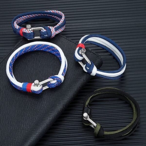 Stainless Steel Buckle Bracelet with Umbrella Rope