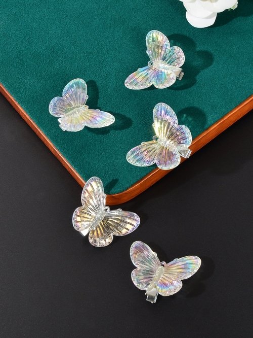 3_a2d947cc-4d3d-4c3c-bdc0-94ba1ce3f2e5 5 pcs Sweet Transparent Butterfly Hairpin Hair Clips Set Hair