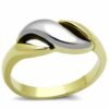 TK1089 - Two-Tone IP Gold Stainless Steel Ring with No