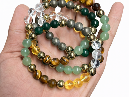 Multi-Stone Crystal Bead Bracelet Set