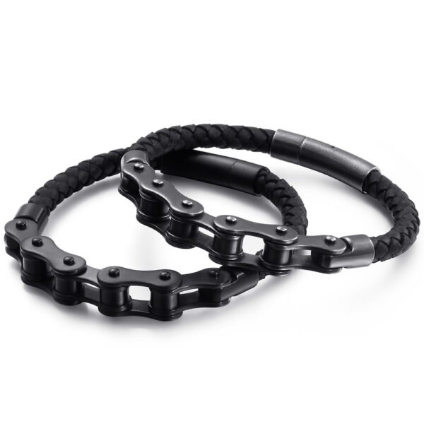 Fashionable Stainless Steel Leather Chain Bracelet for Men