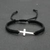 Adjustable Red Rope Bracelet with Stainless Steel Cross