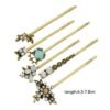 6 pcs Hair Accessories Ethnic Antique Gold Rhinestone Leaf Barrettes