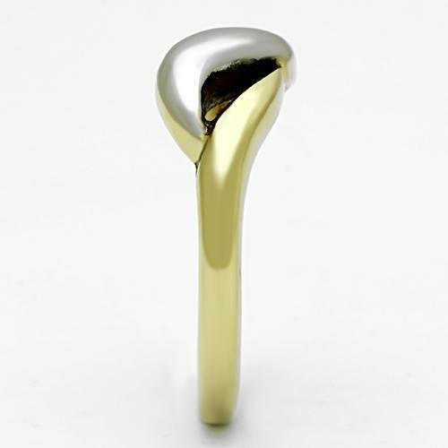 TK1089 - Two-Tone IP Gold Stainless Steel Ring with No