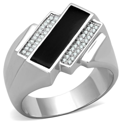 TS218 - Rhodium 925 Sterling Silver Ring with AAA Grade CZ in Clear