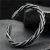 Vintage Woven Hemp Rope Bracelet in Sterling Silver S925