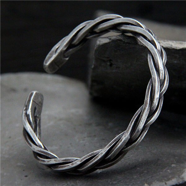 Vintage Woven Hemp Rope Bracelet in Sterling Silver S925