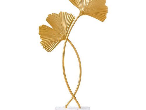 Nordic Marble Base Ginkgo Leaf Metal Ornaments Cabinet Home Decor