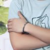 Men's Woven Sterling Silver Mantra Bracelet