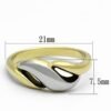 TK1089 - Two-Tone IP Gold Stainless Steel Ring with No