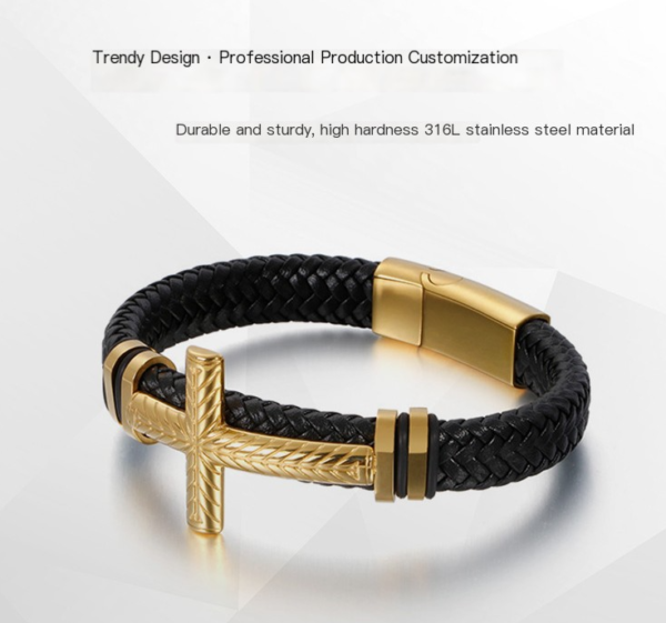 Fashionable Men's Stainless Steel Cross Bracelet