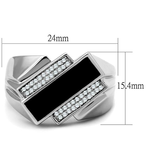TS218 - Rhodium 925 Sterling Silver Ring with AAA Grade CZ in Clear