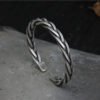 Vintage Woven Hemp Rope Bracelet in Sterling Silver S925