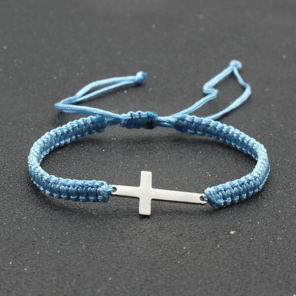 Adjustable Red Rope Bracelet with Stainless Steel Cross