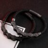 Fashionable Stainless Steel Leather Chain Bracelet for Men