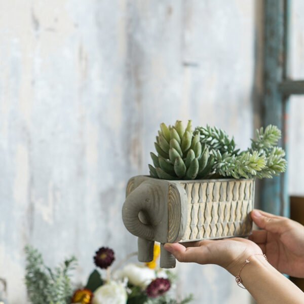Abstract Elephant Planter in Cement for Garden Decor