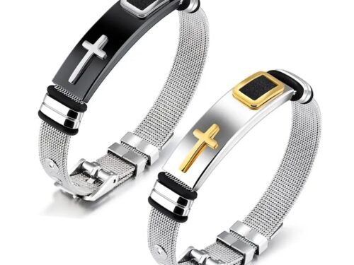 Men's Adjustable 3D Cross Stainless Steel Bracelet