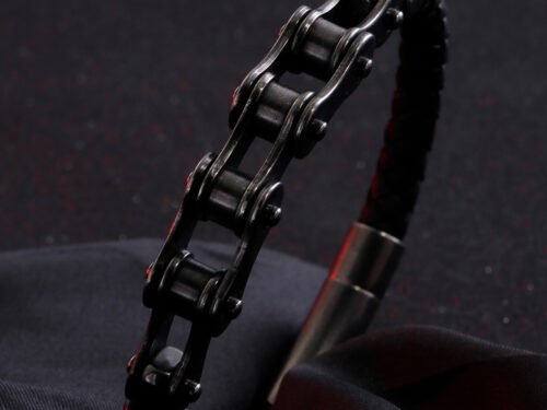 Fashionable Stainless Steel Leather Chain Bracelet for Men