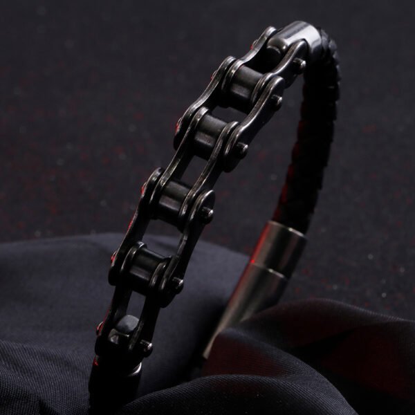 Fashionable Stainless Steel Leather Chain Bracelet for Men