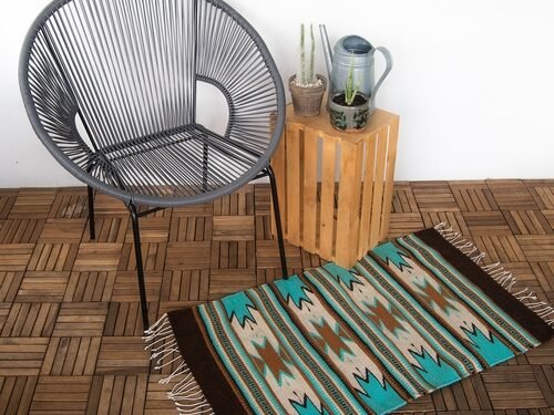 Monte Alban Southwestern Native American Turquoise Rug