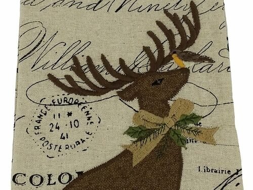 Holiday Reindeer Tartan Script Towel