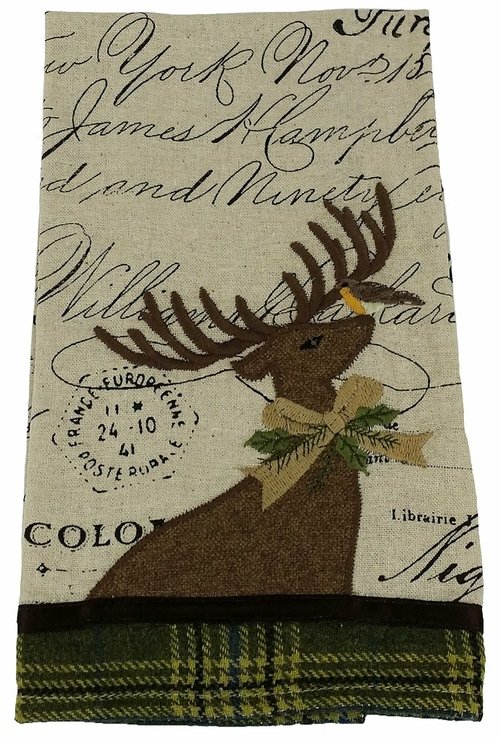 Holiday Reindeer Tartan Script Towel