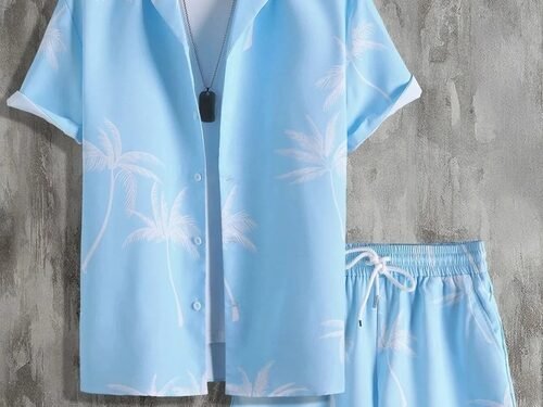 Vacation mood men beach shorts set