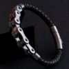 Fashionable Stainless Steel Leather Chain Bracelet for Men