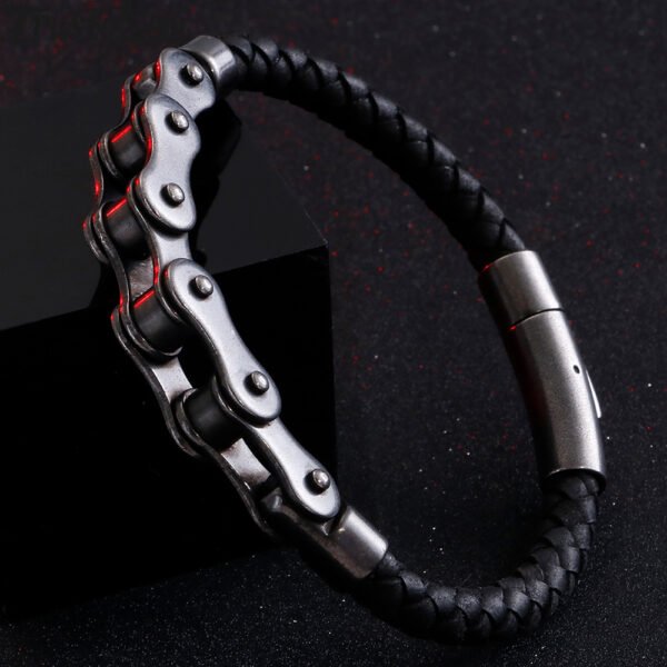 Fashionable Stainless Steel Leather Chain Bracelet for Men