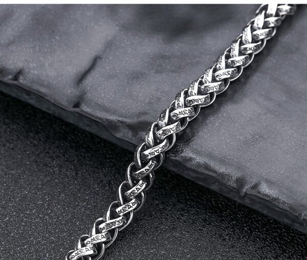 Men's Woven Sterling Silver Mantra Bracelet