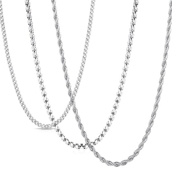 Version 1.0.0 EVELICAL 3Pcs Chain Necklace for Men Women Stainless Steel Cuban Link