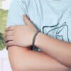 Men's Woven Sterling Silver Mantra Bracelet