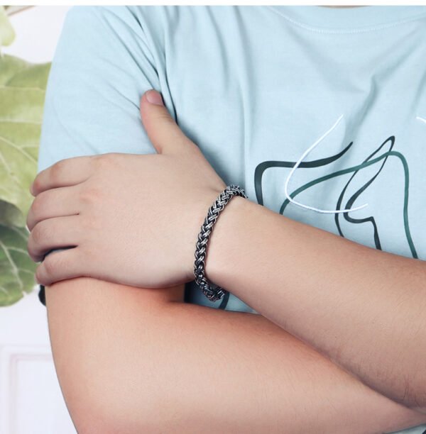 Men's Woven Sterling Silver Mantra Bracelet