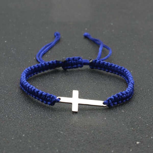 Adjustable Red Rope Bracelet with Stainless Steel Cross