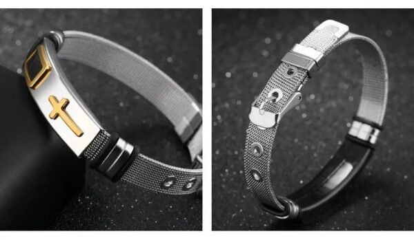 Men's Adjustable 3D Cross Stainless Steel Bracelet