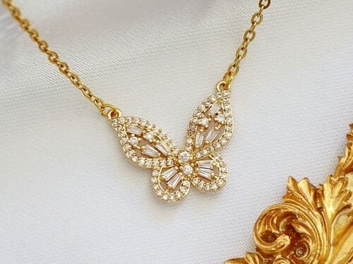 24K Butterfly Pendant Necklace