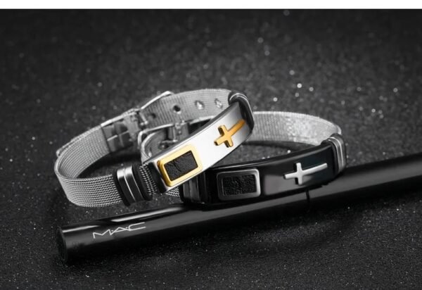Men's Adjustable 3D Cross Stainless Steel Bracelet