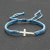 Adjustable Red Rope Bracelet with Stainless Steel Cross